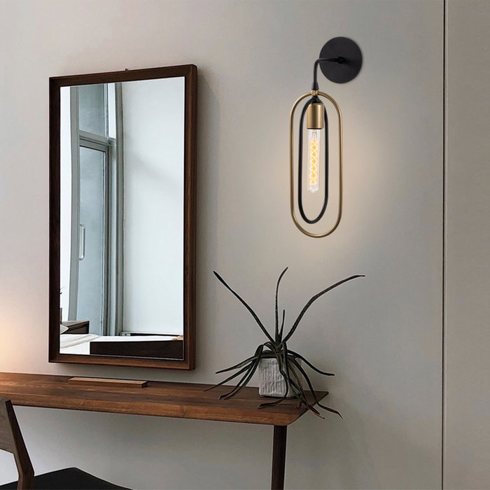 Opviq Cerco - 3151 Aplique de Pared Negro y Oro Opviq Cerco - 3151 Aplique de Pared Negro y Oro